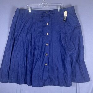 NWT VTG Monrose A Line Skirt Denim Women's‎ 42 Button Front Adjustable Waist